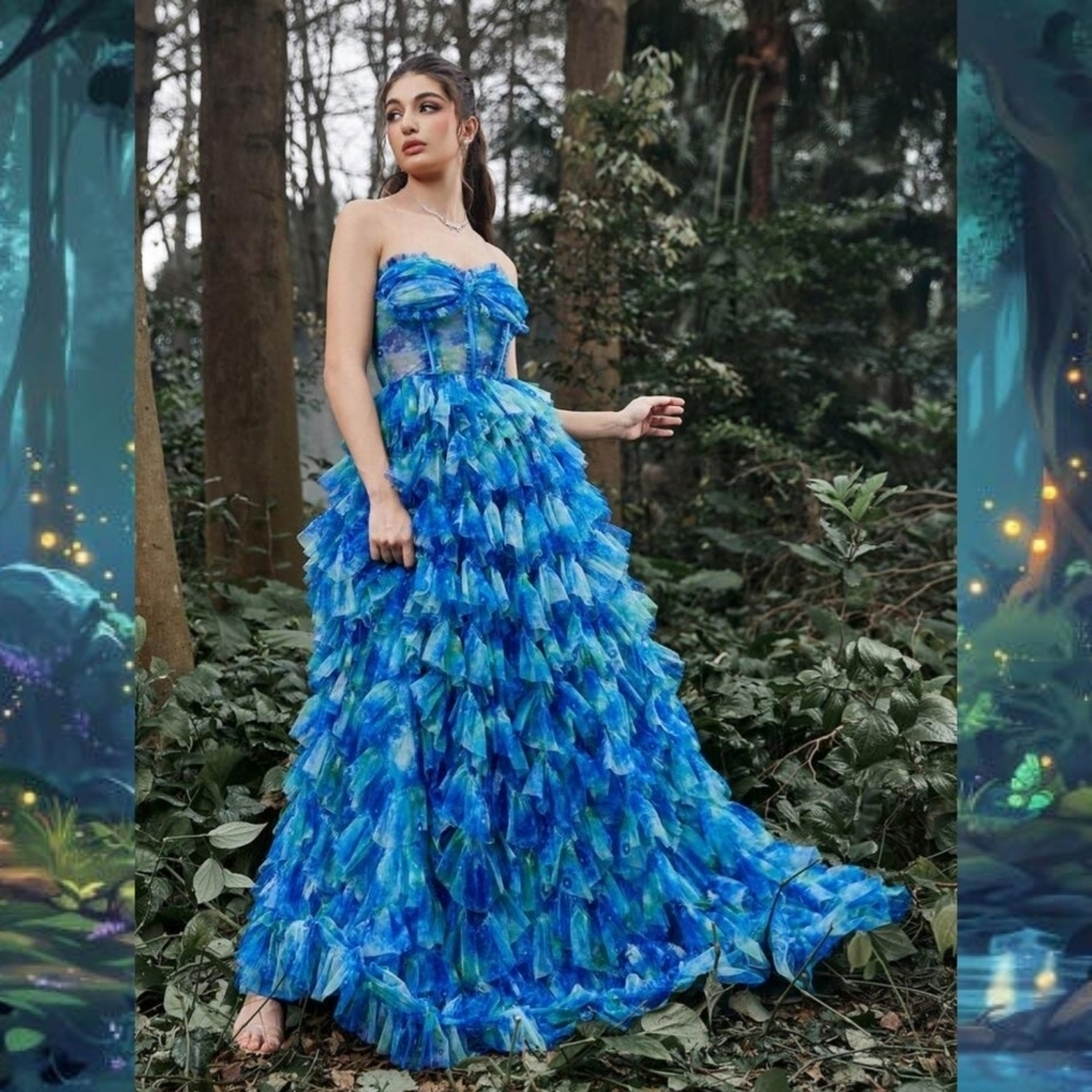 Faeriesty Elegant Bandeau Ruched Gown